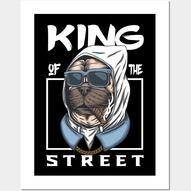 pug dog king of street Wall Art by sharukhdesign